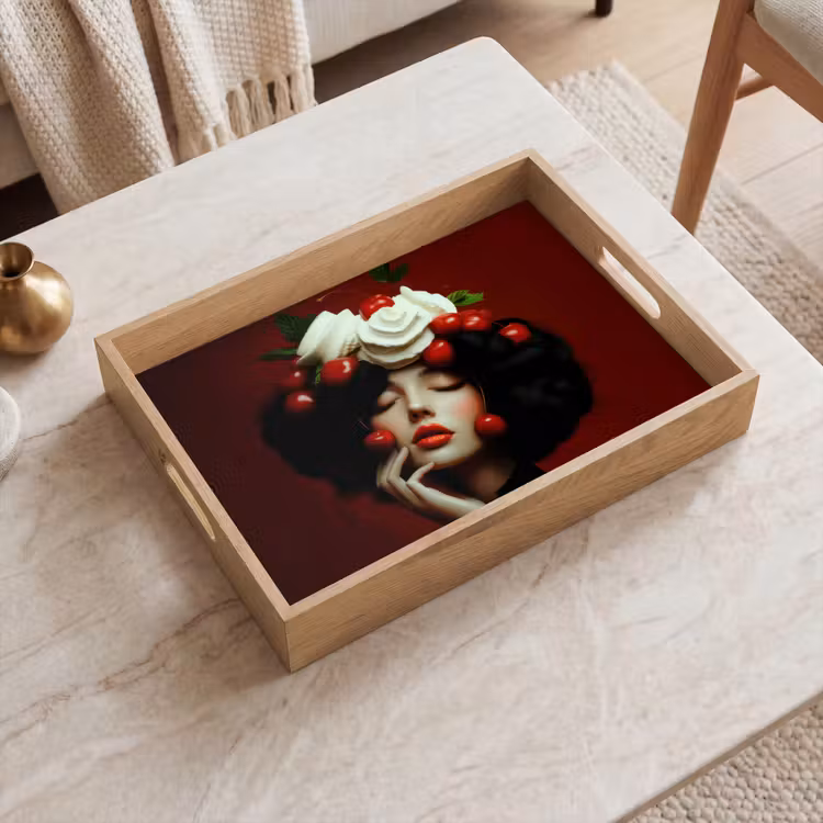 Tray - Woman - cherries - whipped cream — 2