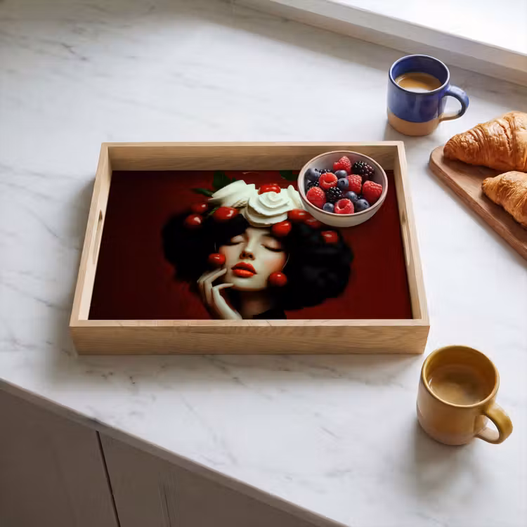 Tray - Woman - cherries - whipped cream — 3