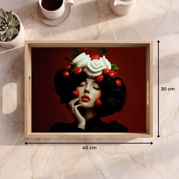Tray - Woman - cherries - whipped cream — 8