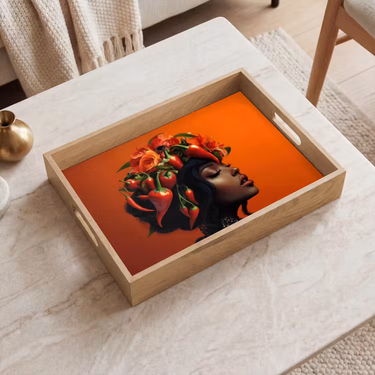 Tray - Woman - Chilies - Peppers - Flowers — 2