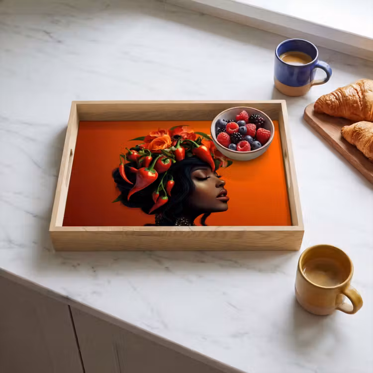 Tray - Woman - Chilies - Peppers - Flowers — 3