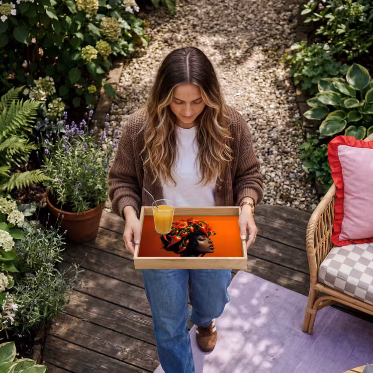 Tray - Woman - Chilies - Peppers - Flowers — 6