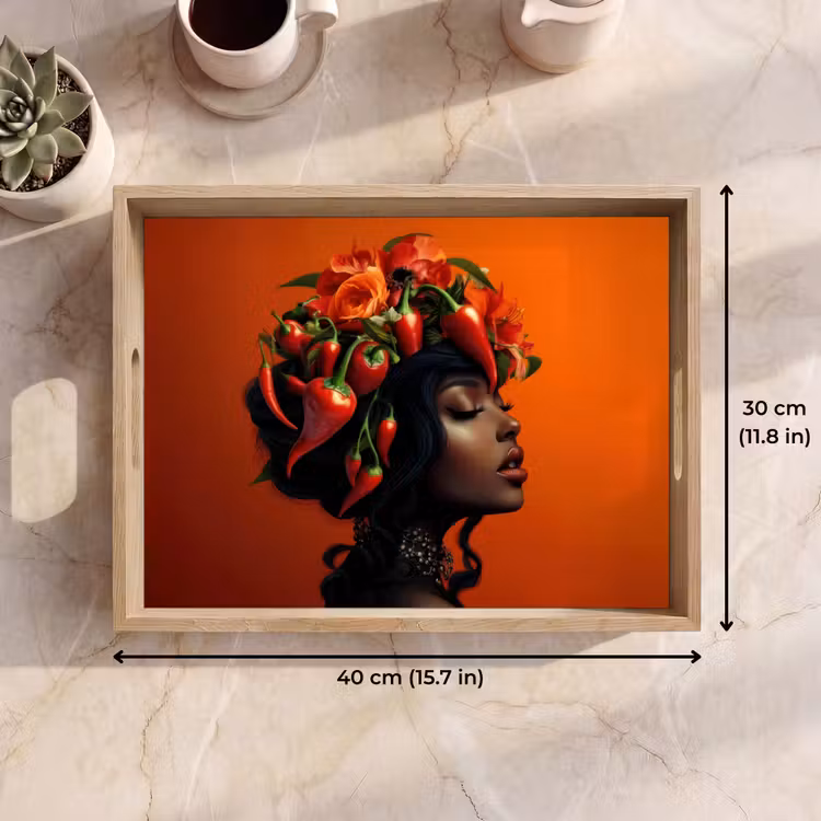 Tray - Woman - Chilies - Peppers - Flowers — 7