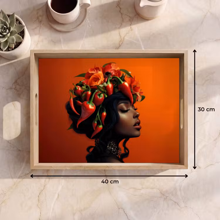 Tray - Woman - Chilies - Peppers - Flowers — 8