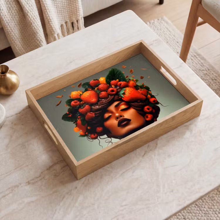 Tray - Woman - Chocolate - Raspberries - Strawberries - Cookies — 2