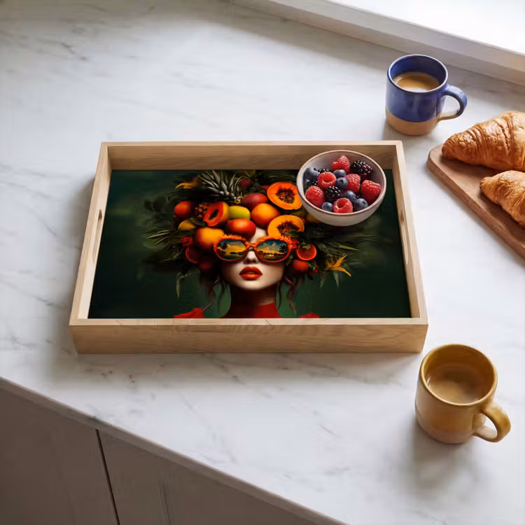 Tray - Woman - Fruits - Papaya - Pineapple — 3