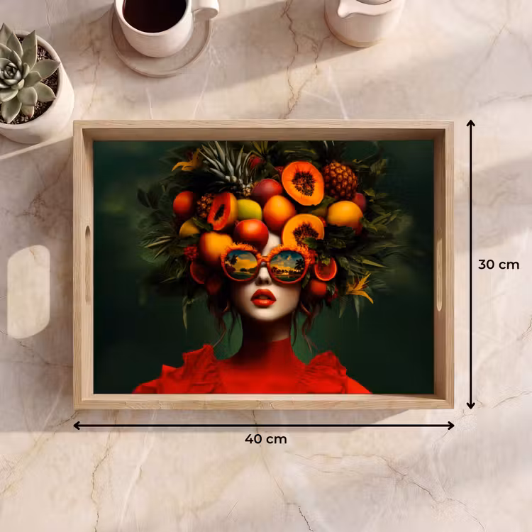Tray - Woman - Fruits - Papaya - Pineapple — 8