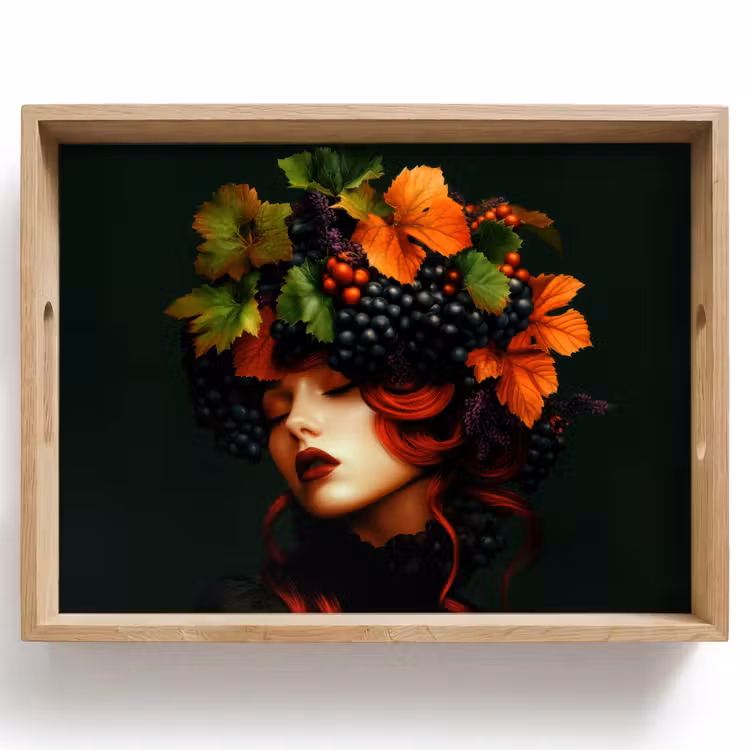 Tray - Woman - Red - Green - Grapes — 1