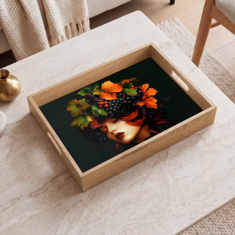 Tray - Woman - Red - Green - Grapes — 2