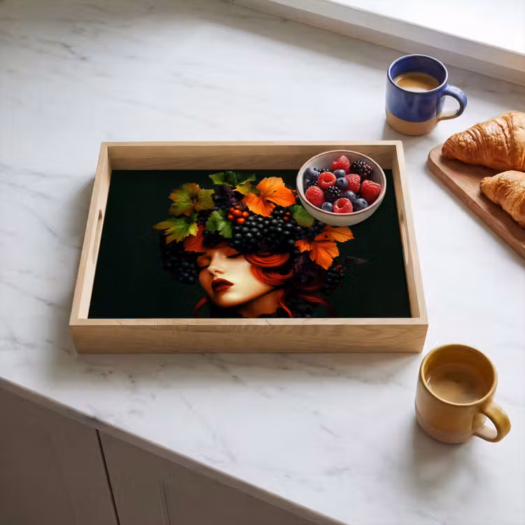 Tray - Woman - Red - Green - Grapes — 3