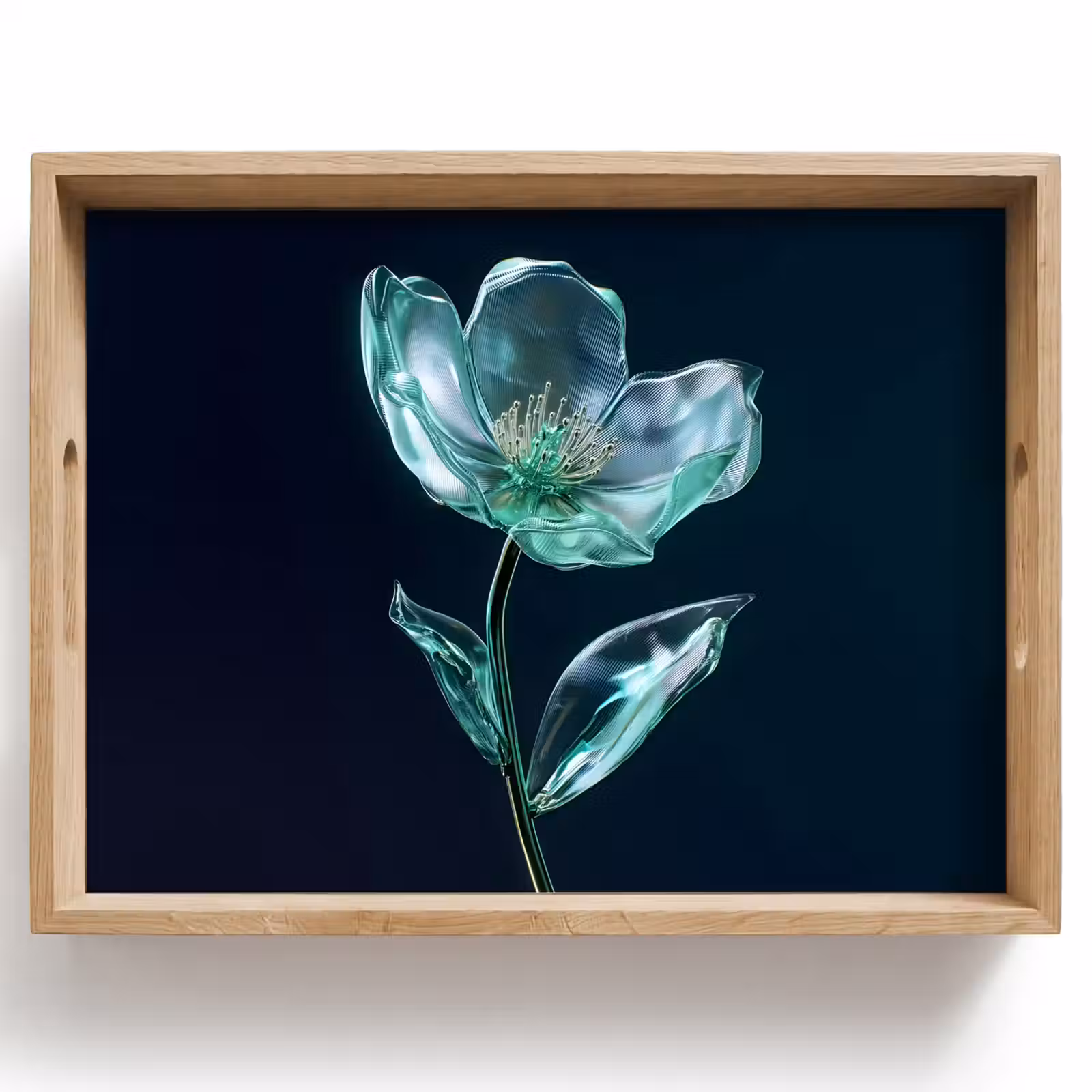 Tray - Leaves - Flower - Glasses - Dark blue — 1