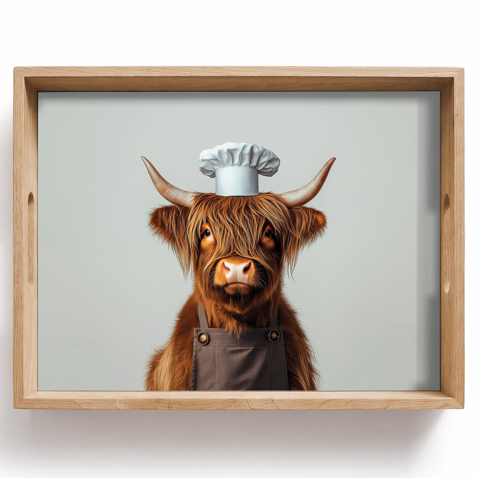 Tray - Scottish Highlander - Brown - Horns - Chef's clothing — 1