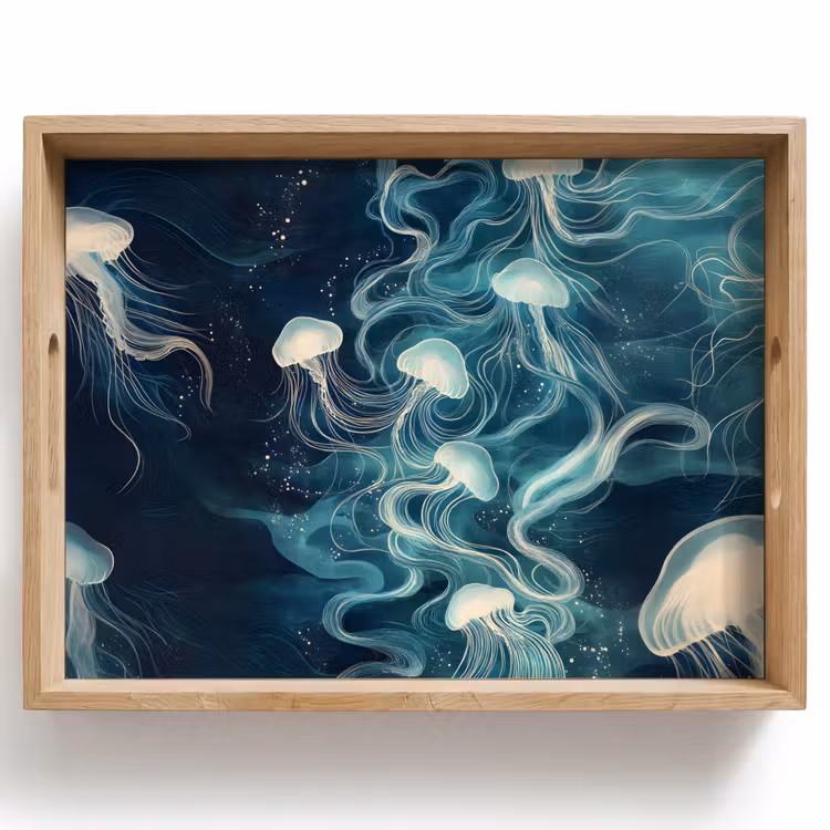 Tray - Jellyfish - Sea - White - Waves — 1