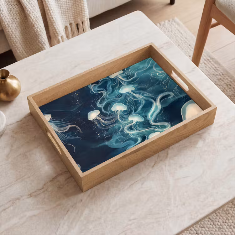 Tray - Jellyfish - Sea - White - Waves — 2
