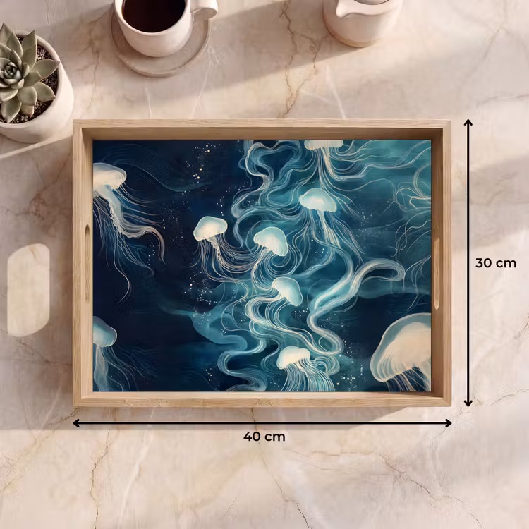 Tray - Jellyfish - Sea - White - Waves — 8