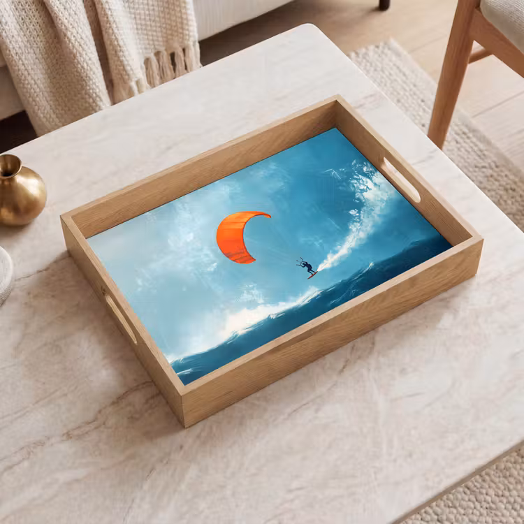 Tray - Kitesurfer - Orange - Sea - Sky — 2