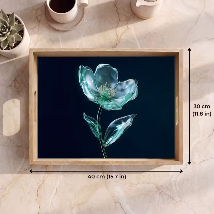 Tray - Leaves - Flower - Glasses - Dark blue — 7