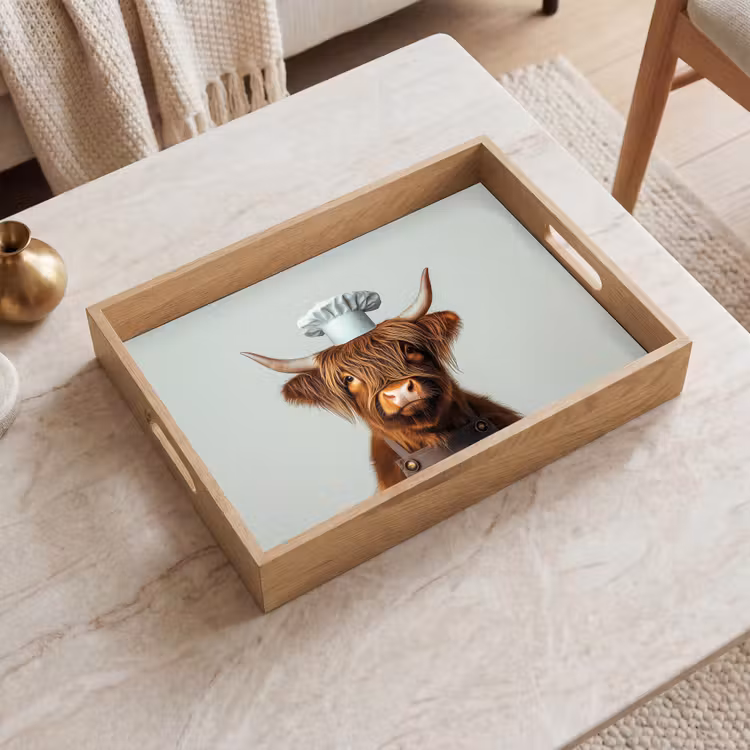 Tray - Scottish Highlander - Brown - Horns - Chef's clothing — 2