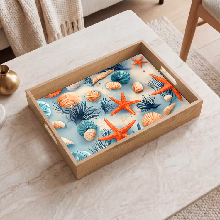 Tray - Starfish - Shells - Illustration - Sand — 2