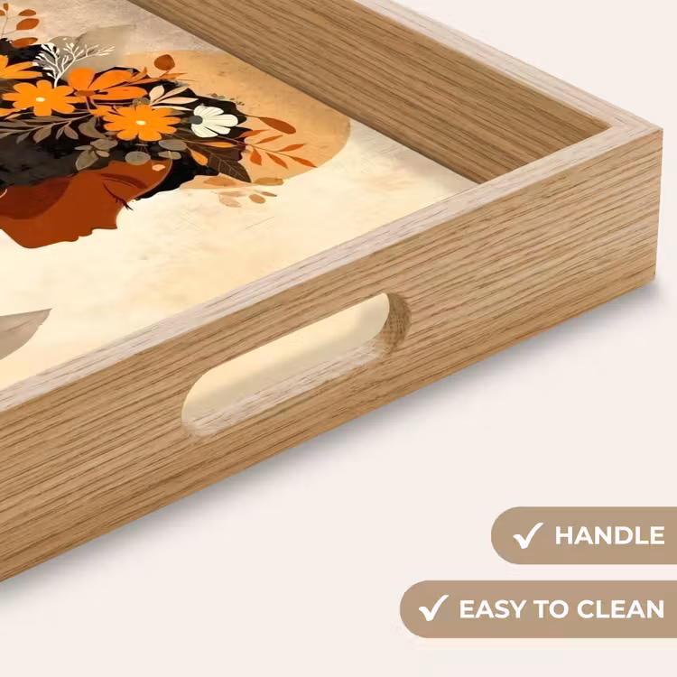 Tray - Woman - Curls - Flowers - Beige — 9