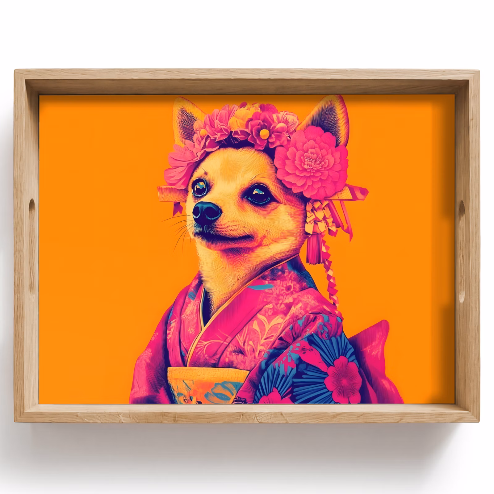 Tray - Kimono - Doggie - Flower Crown - Orange — 1