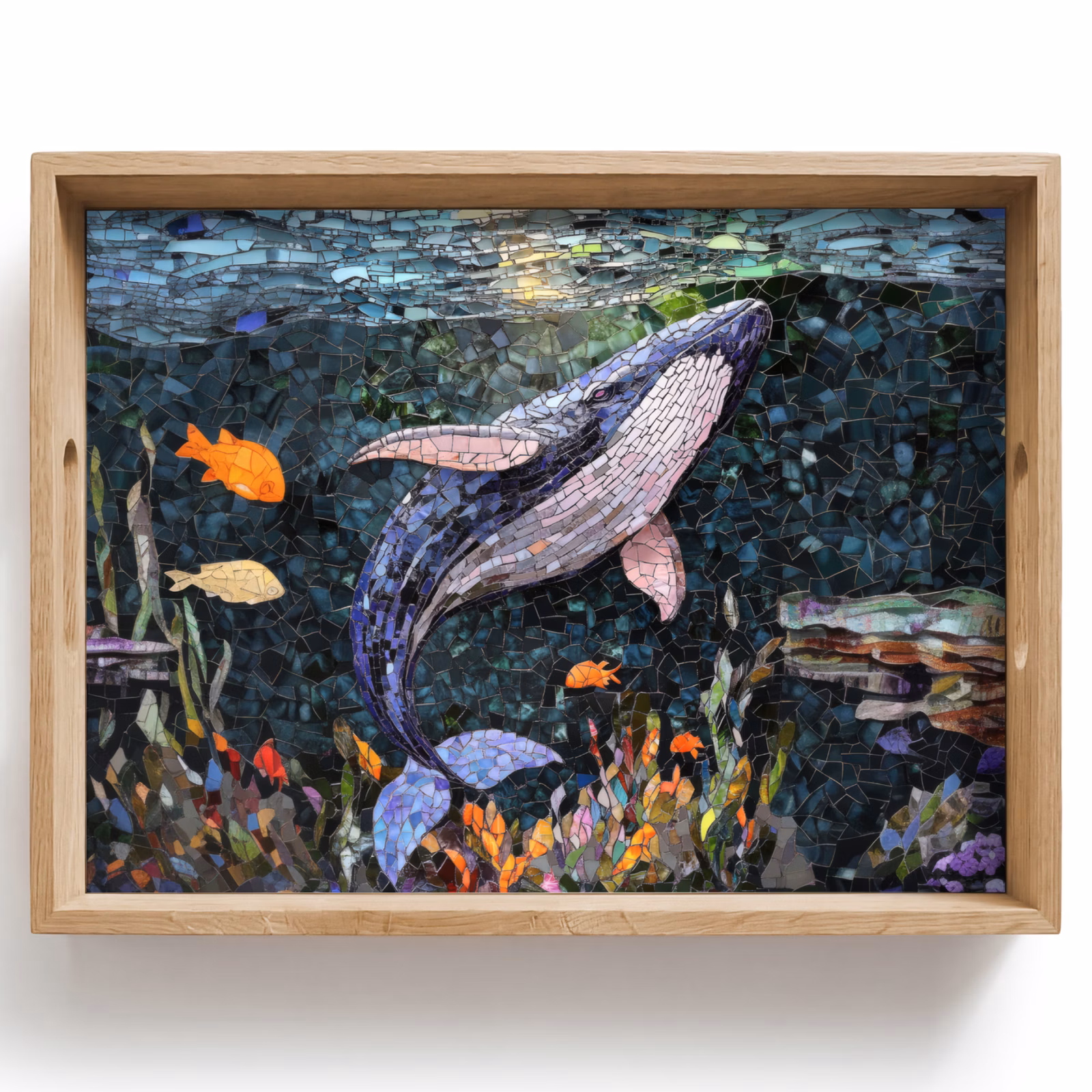 Tray - Mosaic - Whale - Coral - Water — 1