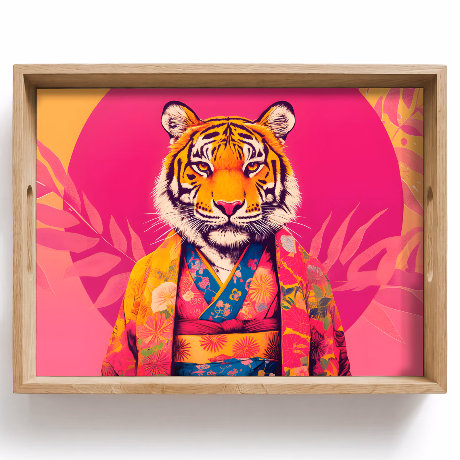 Tray - Tiger - Kimono - Plants - Pink — 1