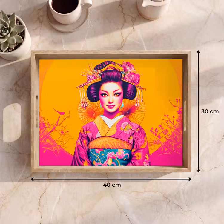 Tray - Flowers - Woman - Kimono - Pink — 8