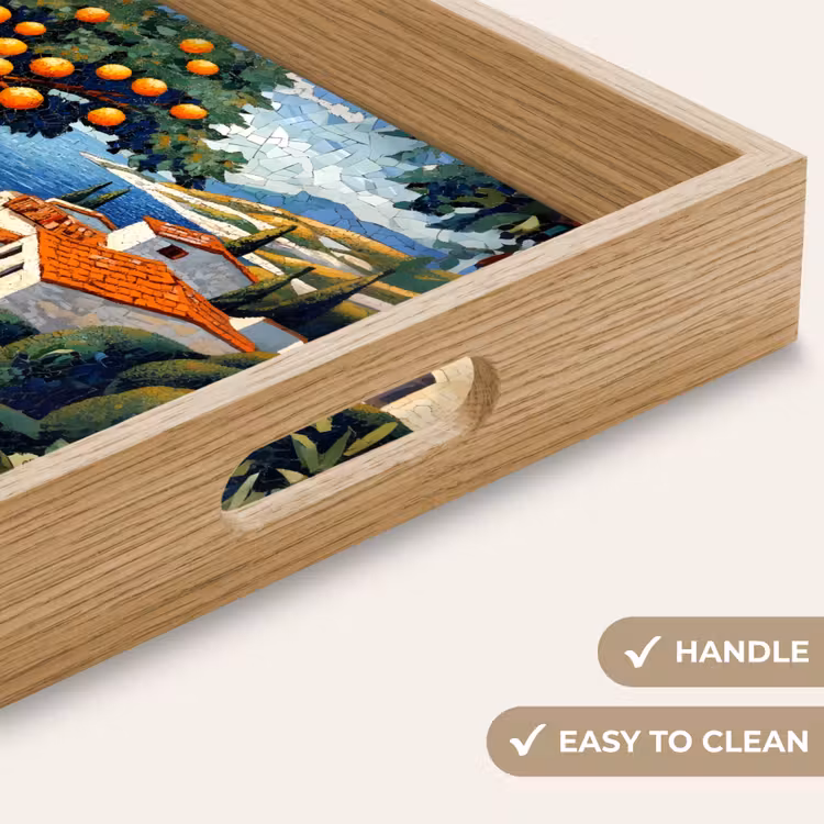 Tray - Houses - Mosaic - Orange trees - Sea — 9