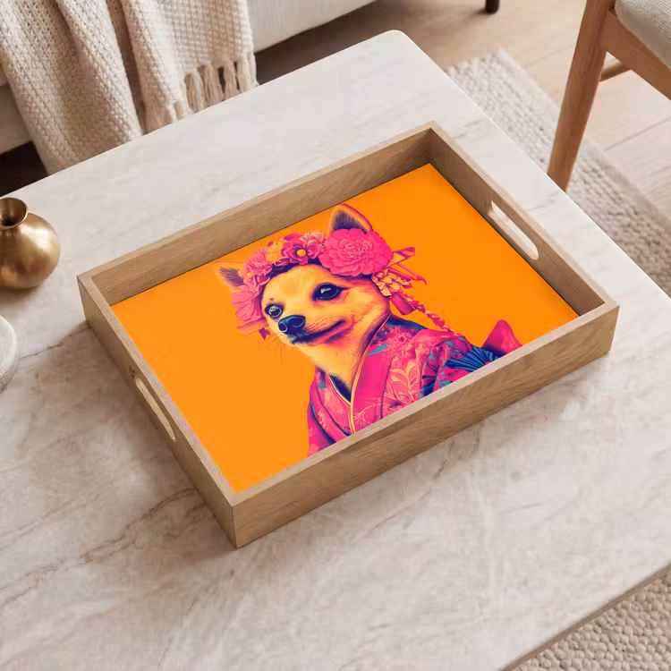 Tray - Kimono - Doggie - Flower Crown - Orange — 2