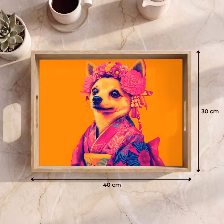 Tray - Kimono - Doggie - Flower Crown - Orange — 8