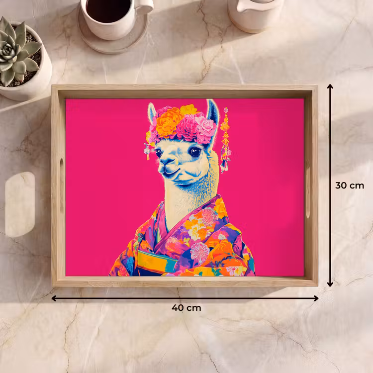 Tray - Lama - Kimono - Flower Wreath - Bright Pink — 8
