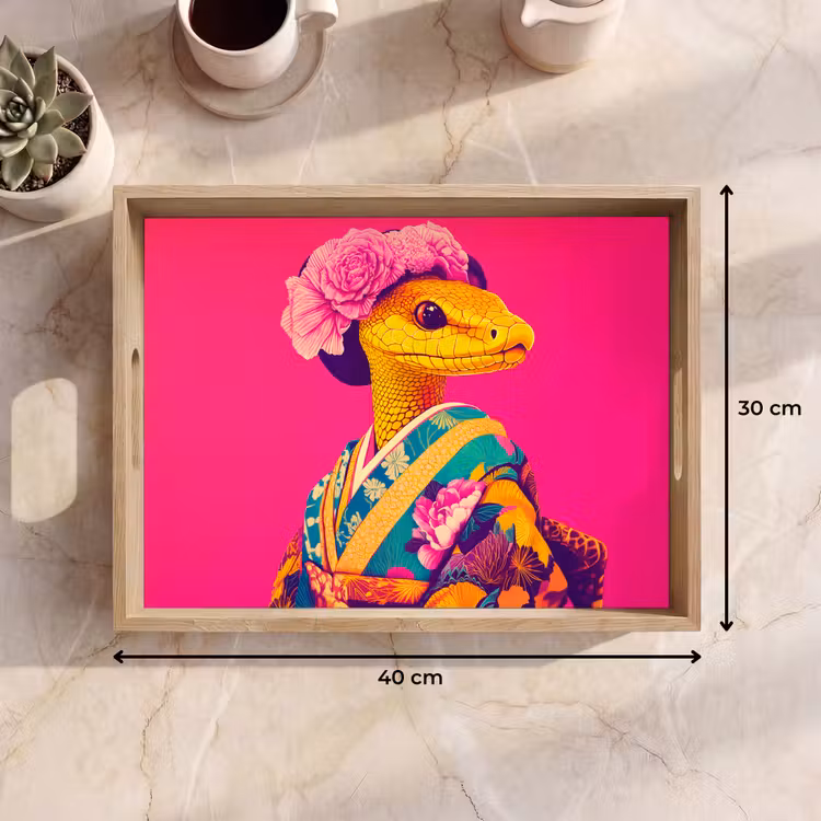 Tray - Lizard - Flowers - Pink - Kimono — 8