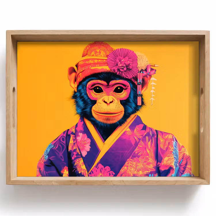 Tray - Monkey - Kimono - Flowers - Headdress — 1