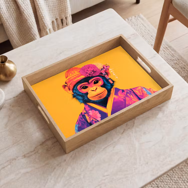 Tray - Monkey - Kimono - Flowers - Headdress — 2