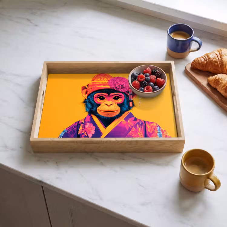 Tray - Monkey - Kimono - Flowers - Headdress — 3