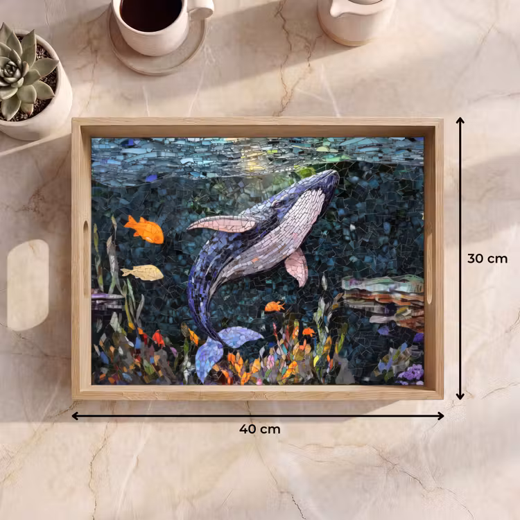 Tray - Mosaic - Whale - Coral - Water — 8