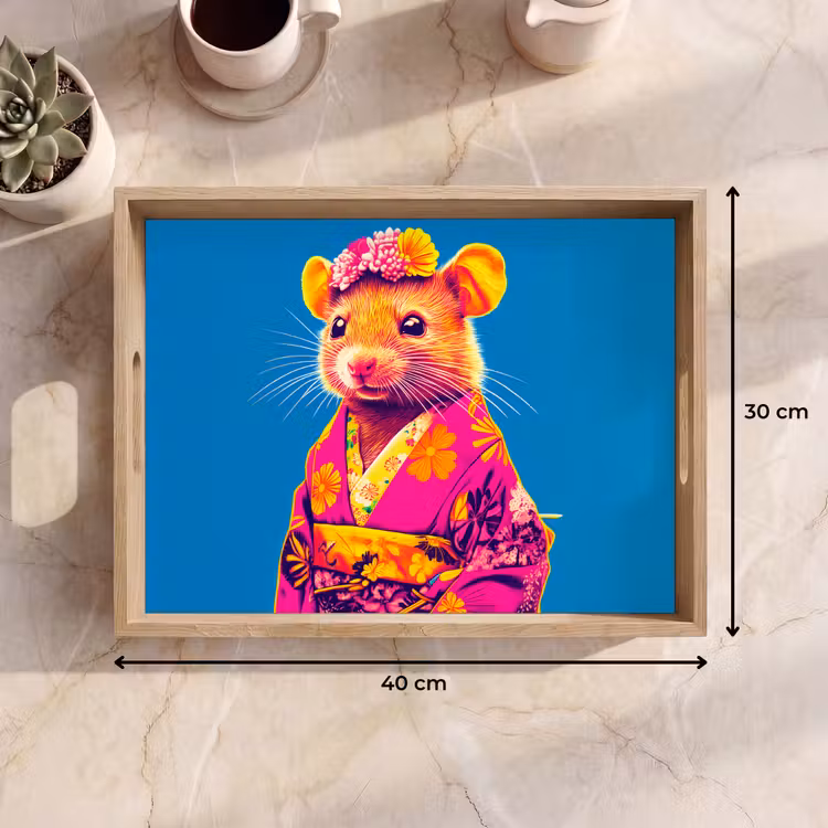 Tray - Mouse - Kimono - Flowers - Blue — 8