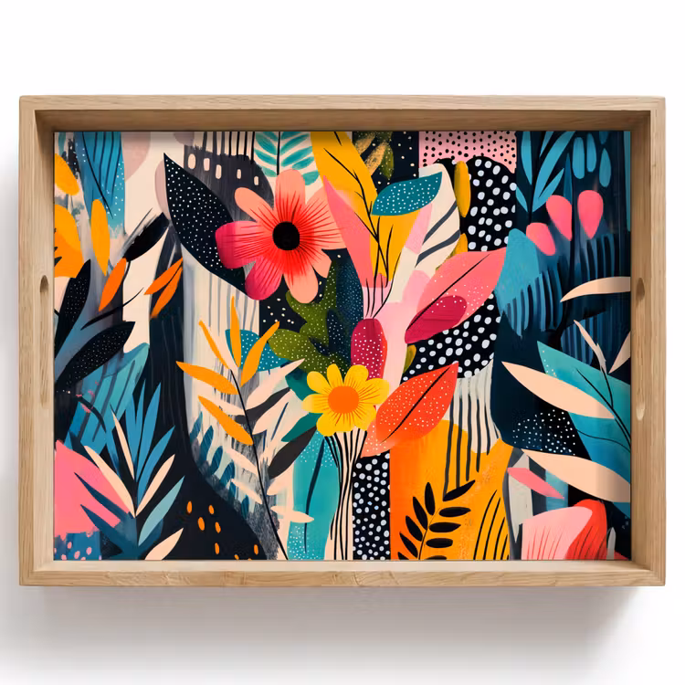 Tray - Painting - Abstract - Flowers - Pink — 1