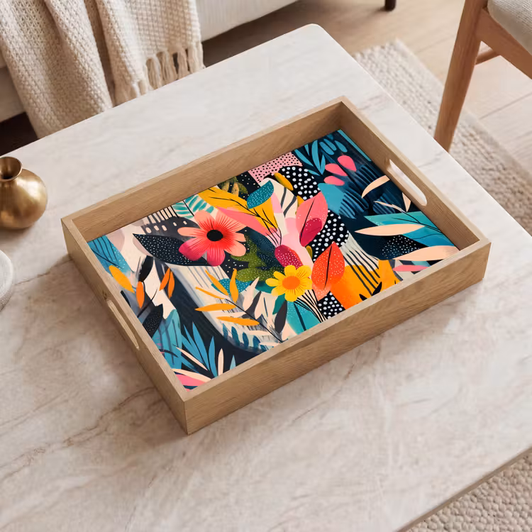 Tray - Painting - Abstract - Flowers - Pink — 2