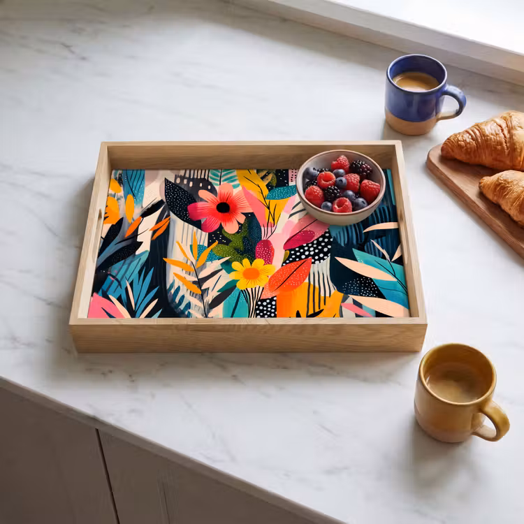 Tray - Painting - Abstract - Flowers - Pink — 3