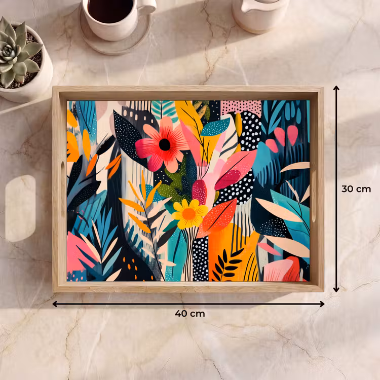 Tray - Painting - Abstract - Flowers - Pink — 8