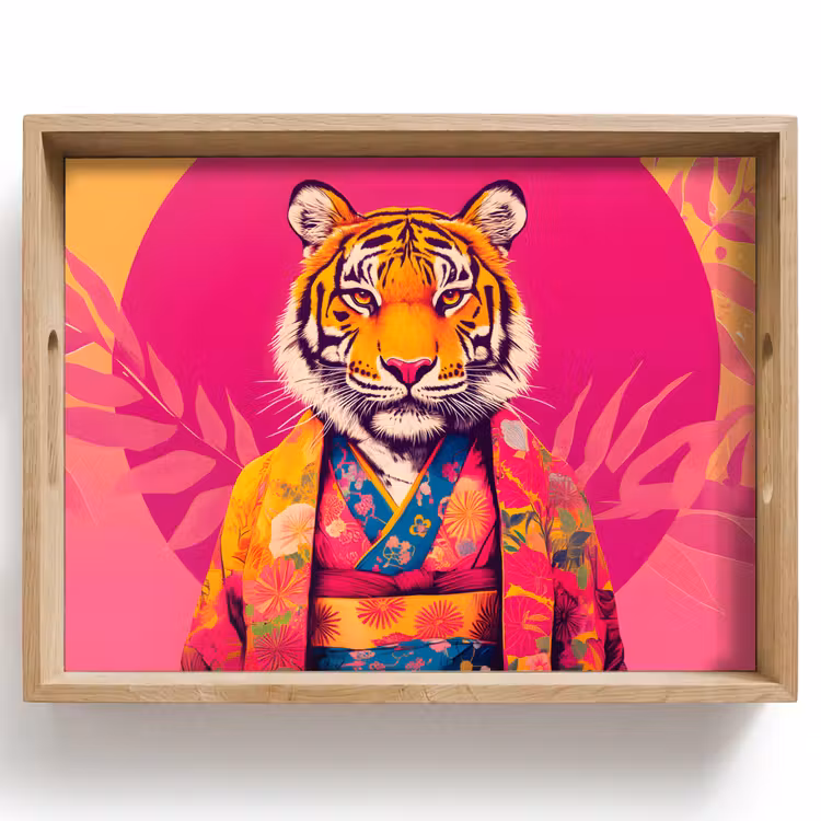 Tray - Tiger - Kimono - Plants - Pink — 1