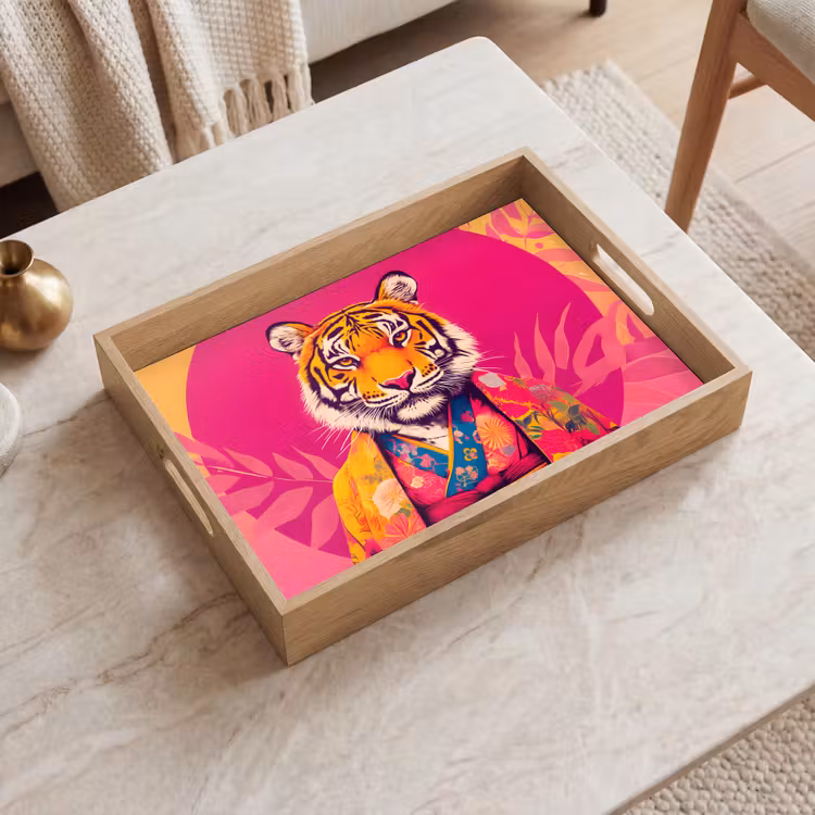 Tray - Tiger - Kimono - Plants - Pink — 2