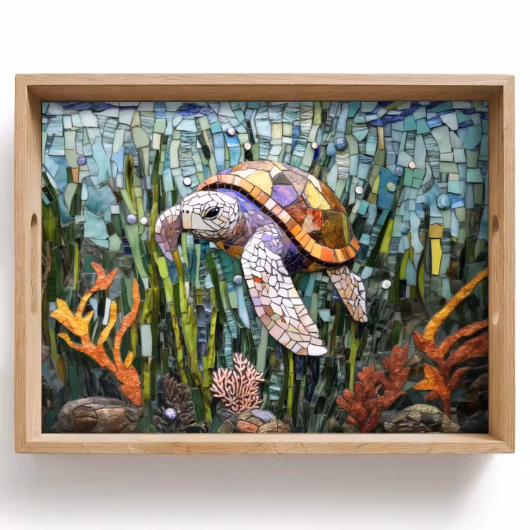 Tray - Turtle - Seaweed - Mosaic — 1
