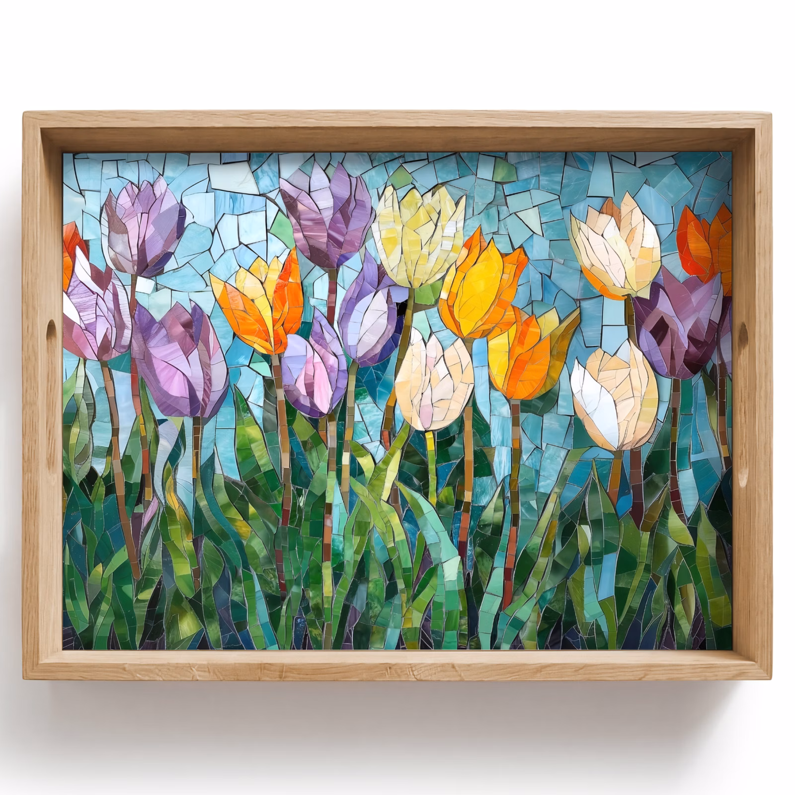 Tray - Mosaic - Field - Tulips - Colorful — 1