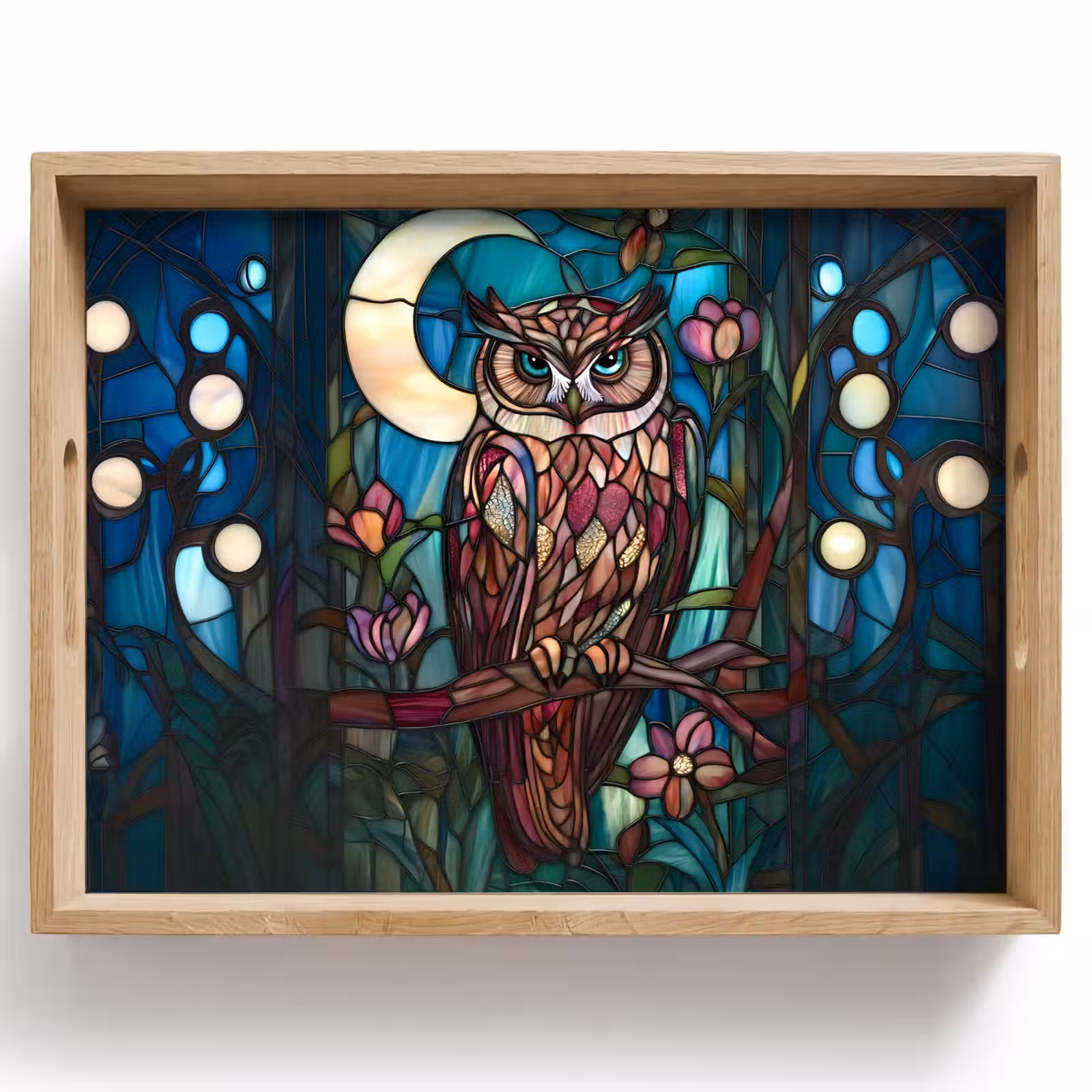 Tray - Owl - Mosaic - Moon - Night — 1