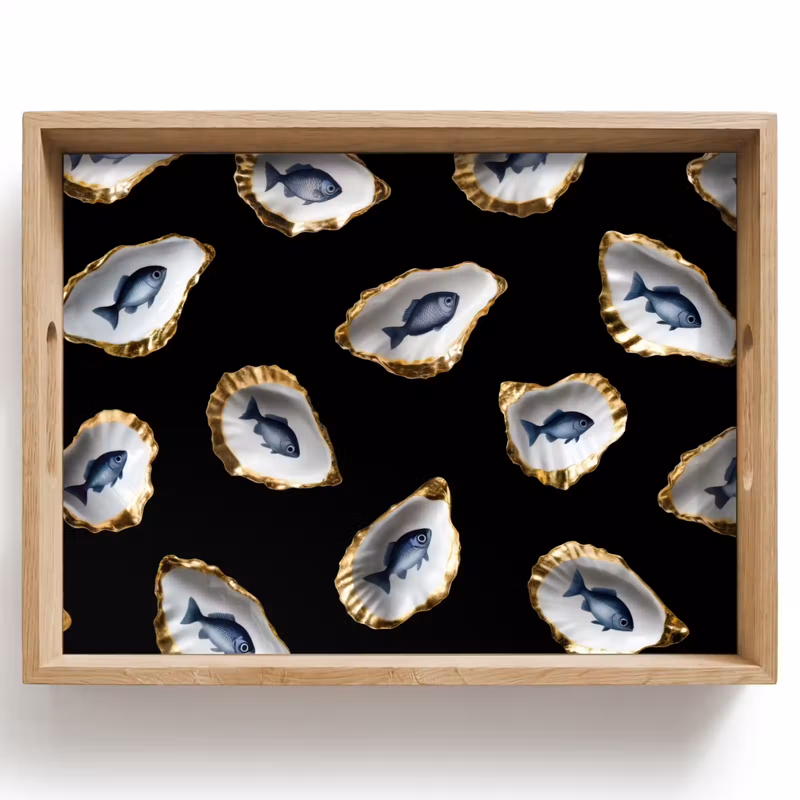 Tray - Oysters - Fish - Blue - Gold — 1