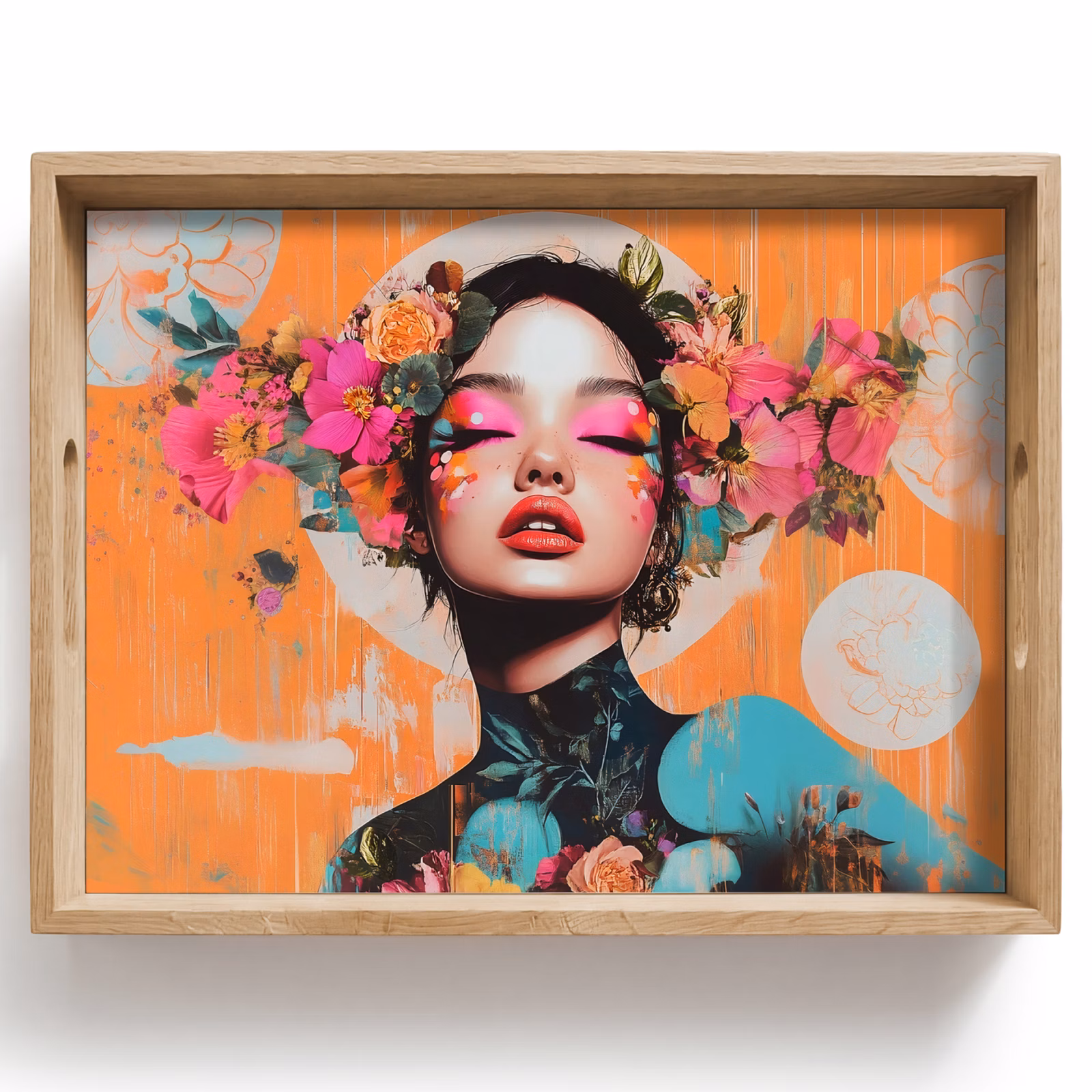Tray - Portrait - Woman - Abstract - Flowers — 1