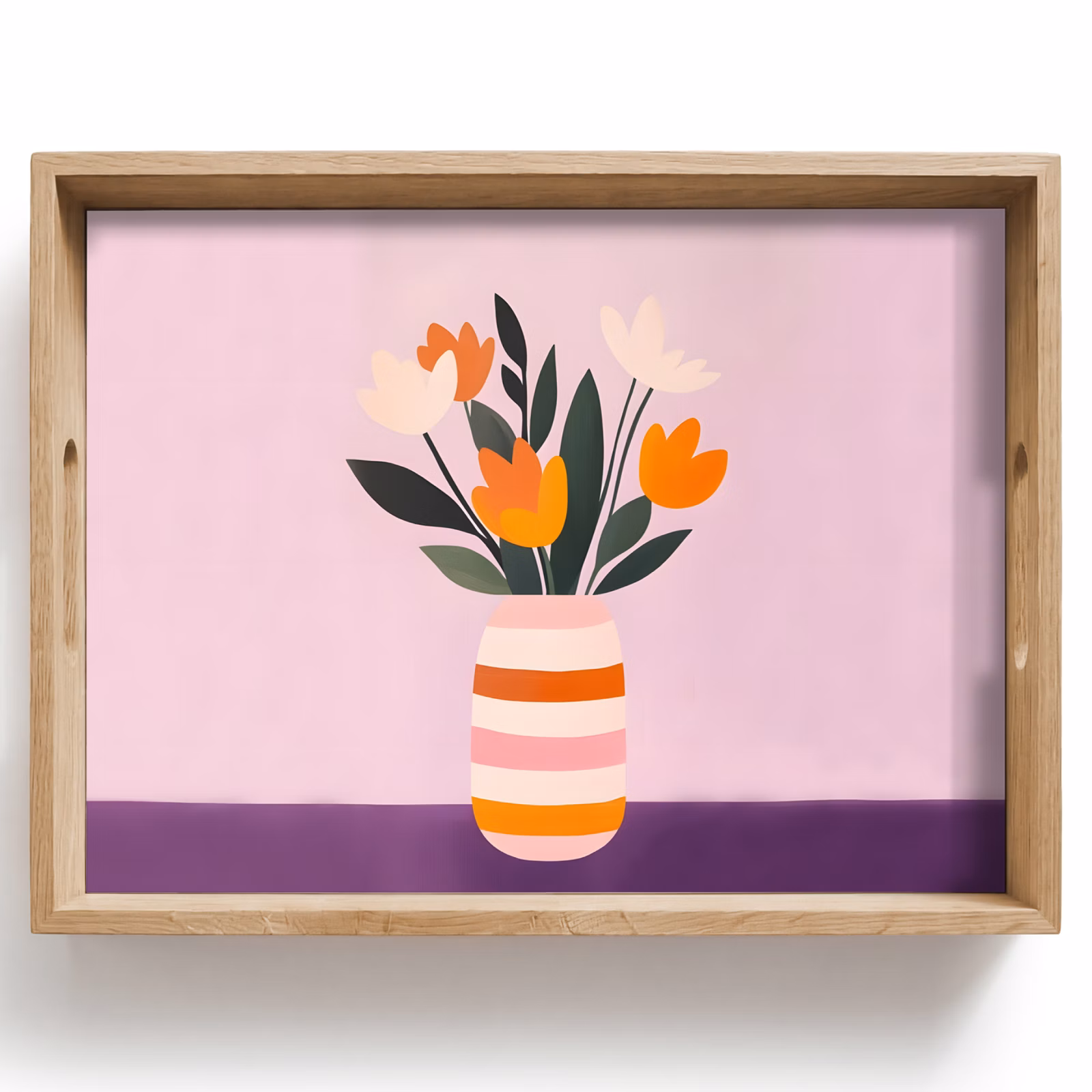 Tray - Tulips - Vase - Stripes - Purple — 1